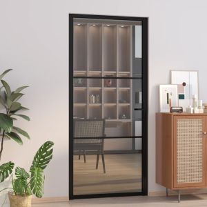 Puerta interior vidrio esg y aluminio negro 93x201,5 cm wef1788