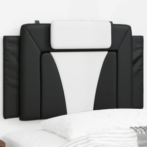 Cabecero de cama acolchado cuero sintético negro y blanco 80 cm eerf8345