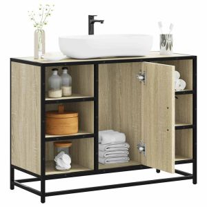 Armario lavabo baño madera ingeniería roble sonoma 80x33x60 cm esb9965