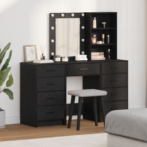 Conjunto de tocador de 3 piezas con LED negro de madera oif323857