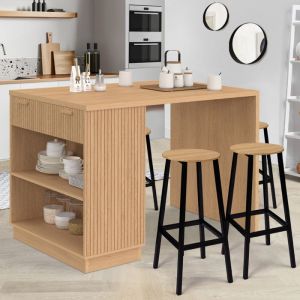 Isla central compacta - roble - 130 cm