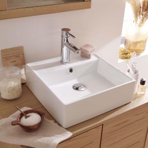 Lavabo de cerámica blanco cuadrado de 38 cm nino