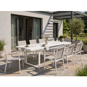 Conjunto de comedor exterior 8 plazas valcanetto/busseto metal gris