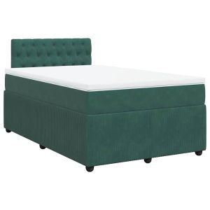 vidaXL cama box spring con colchón terciopelo verde oscuro 120x190 cm