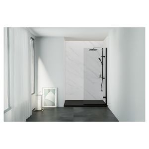 Ondee - kit  paneles murales nicho evena mármol gris 120cm perfil negro