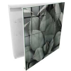 Caja para llaves 30x30x5 elegancia vegetal, apertura derecha blanca