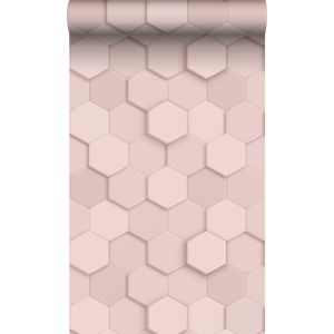 Origin papel pintado estampado hexagonal 3d rosa claro 53 cm x 10.05 m