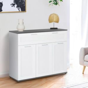 Aparador blanco y gris 3 puertas 1 cajón 100 cm