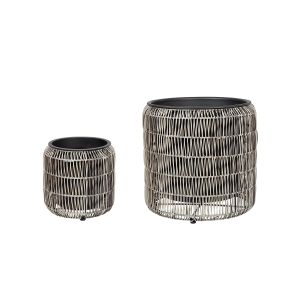 Conjunto de 2 macetas brodiea 26/45 cm ratán sintético marrón claro