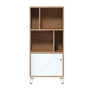 Biblioteca 1 puerta y 4 estantes blanco mate h136 cm - touchwo