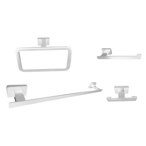 Kibath pack 4 accesorios de baño acabado blanco mate de acero inoxidable