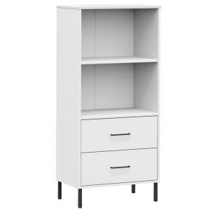 vidaXL librería con 2 cajones oslo madera maciza blanco 60x35x128,5 cm