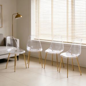 Silla de comedor abs transparente con patas metálicas doradas