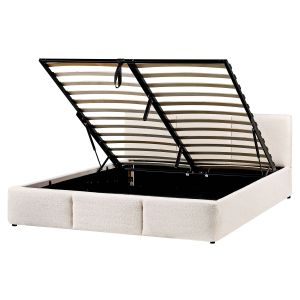 Cama con almacenaje bousse bouclé blanco crema 160 x 200 cm
