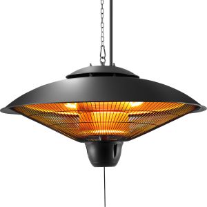 Calefactor radiante por infrarrojos de techo, 2500 w aluminio negro
