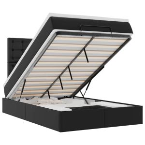 vidaXL estructura cama otomana colchón cuero sintético negro 120x190cm