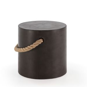 Taburete 40x40x40 con asa cuerda, cemento negro
