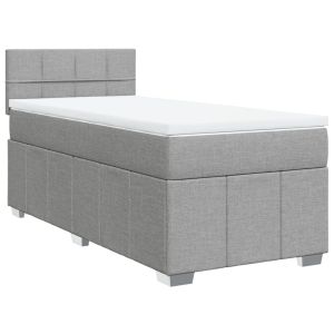 vidaXL cama box spring con colchón tela gris claro 100x200 cm