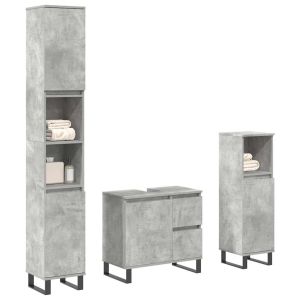 Set muebles de baño 2 piezas madera contrachapada gris hormigón esb1820