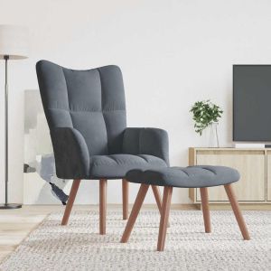 Sillón de relax con taburete terciopelo gris oscuro qweo5670