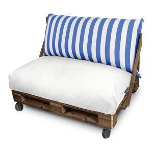 Cojín para palets toldotex blanco-azul respaldo 120x45x25 (rayado)