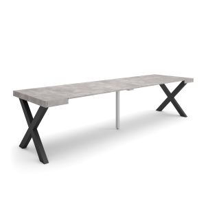 Mesa extensible, 58/302x90x73cm, cemento, patas madera maciza rf2822