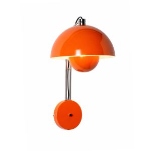 Aplique de pared de nórdico metal naranja con interruptor, casquillo E27