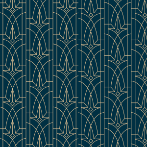 Papel pintado victoriano geométrico azul y dorado 60cm por 300cm