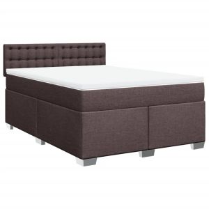 vidaXL cama box spring con colchón tela marrón oscuro 160x200 cm