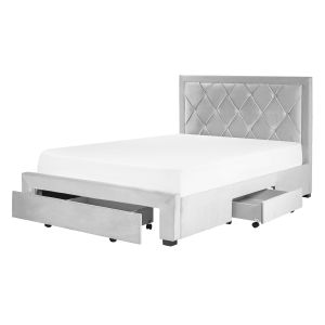 Cama con cajones lievin terciopelo gris claro 140 x 200 cm