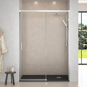 Mampara ducha frontal corredera 115 cm (adaptable 109-114cm) cromo brillo