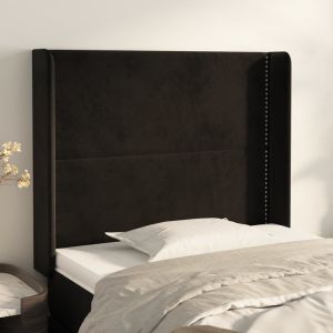 Cabecero con orejas de terciopelo negro 103x16x118/128 cm eso1792
