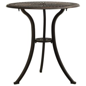vidaXL mesa de jardín aluminio fundido color bronce 62x62x65 cm