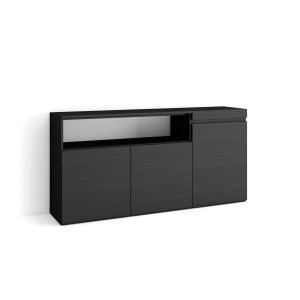 Aparador para salón, 150x75x35cm, negro rf2508