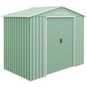 Caseta de jardín 213x130x185 cm acero galvanizado color verde Outsunny