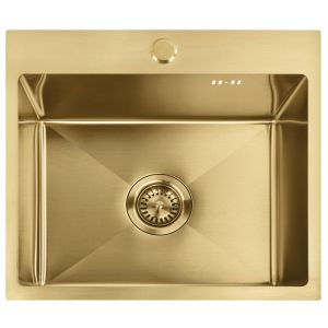 Rea fregadero de acero leo 50 brush gold con grifo de cocina, 50x45x18,5 cm