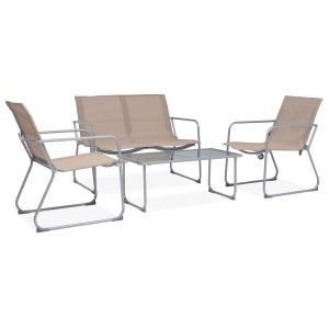 vidaXL juego de muebles de jardín 4 piezas tela y acero taupe