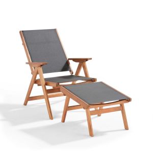 Oviala - sillón de madera de eucalipto + reposapiés