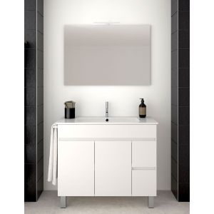 Mueble de baño isquia con lavabo y espejo 120x45cm blanco