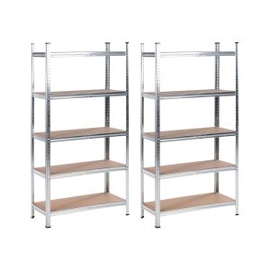Conjunto de 2 estanterías de garaje xitta metal 90 cm 40 cm plateado