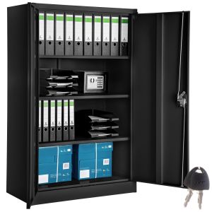 Tectake armario archivador 4 alturas, 140x90x40 cm, negro