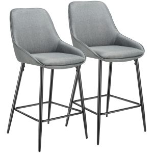 2 taburetes altos con respaldo y reposapiés, 49 x 54 x 100 cm, gris