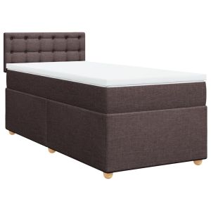 vidaXL cama box spring con colchón tela marrón oscuro 90x190 cm