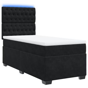 vidaXL cama box spring con colchón terciopelo negro 100x200 cm