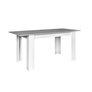 Mesa extensible de comedor o cocina miramy 178cm, blanco y cemento