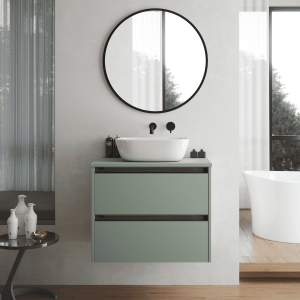 Mueble de baño susp. | lavabo |2 cajones | 70 cm leaf tir. Negro