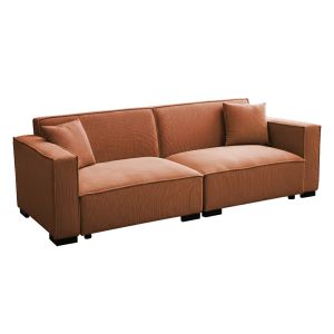 Oviala - sofá 3 plazas recto de pana l 230 cm terracotta