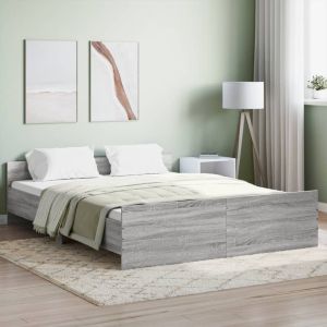Cama con cabecero piecero gris sonoma 150x200 cm