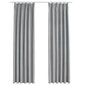 vidaXL cortinas opacas con ganchos 2 piezas gris 140x175 cm