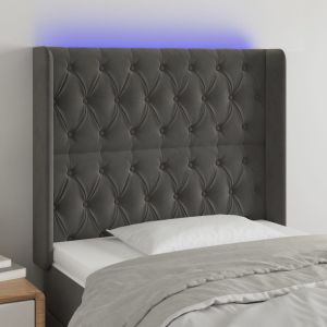 Cabecero con LED de terciopelo gris oscuro 103x16x118/128 cm eso4818